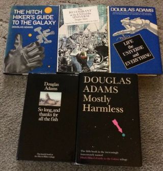 Full Set Of Hardback Douglas Adams Hitch Hiker’s Guide To Galaxy Read Listing