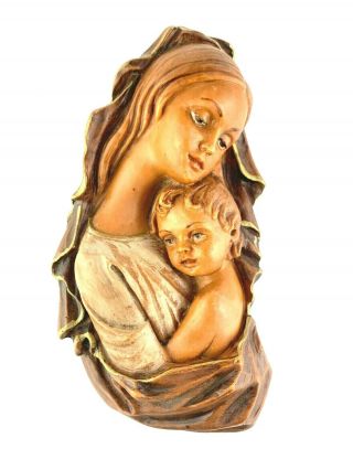 Vintage Madonna Mother Mary Baby Jesus Small Wall Hanging Made In Italy 110