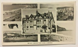 Vintage Real Photo Muliview Postcard Bethany Christian Guest House Llandudno