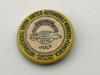 1936 Vintage International Union United Auto Workers Pin Badge P3