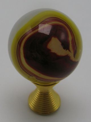 Vintage Akro Agate Corkscrew Silver Oxblood Marble With Egg Yolk,  21/32 "