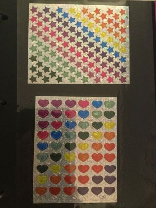 Vintage Prism Stars And Hearts Sticker Sheets Colorful Rainbow Colors