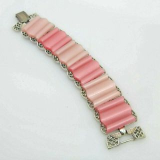 Coro Bracelet,  Vintage Shades Of Pink Squares,  Retro Bracelet,  Signed,  Silver