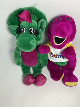 Vintage 1992 Barney Dinosaur & Baby Bop Plush Stuffed Animal Lyons Dakin