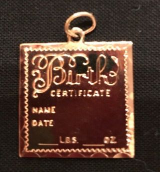 Vintage Signed M&m Necklace Pendant Sterling Silver Goldtone Birth Certificate E