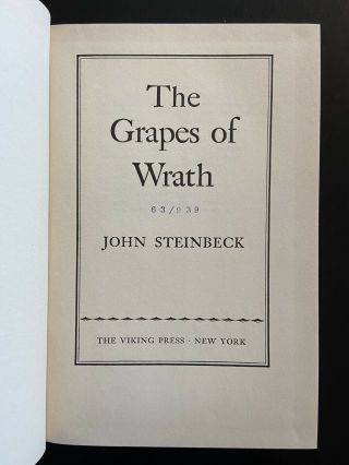 The Grapes of Wrath - NF FIRST EDITION - John Steinbeck - 9TH PRINTING - 1939 3