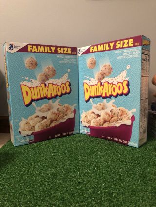 (2 Boxes) Dunkaroos Cereal Family Size Lovey And Rare