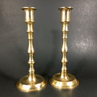 Vintage Pair 7 1/4 " Heavy Brass Traditional Candlesticks Candle Stick Holders