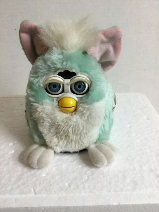 Vintage 1999 Tiger Turquoise White Furby Babies Baby W/tag