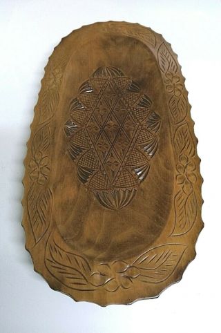 A Lovely Vintage Hand Carved Hard Wood Decorative Tray