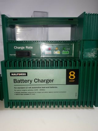 Vtg Halfords 5 Amp 12 V Battery Charger With Built In Base Container For Leads