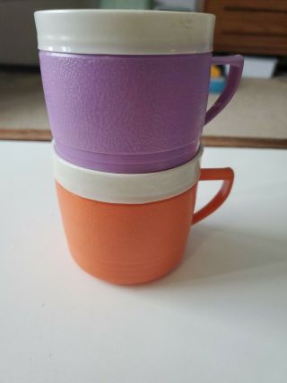 Sun Frost - Therm O Ware - 2 - Insulated Plastic Cooler Cups.  Purple,  Orange