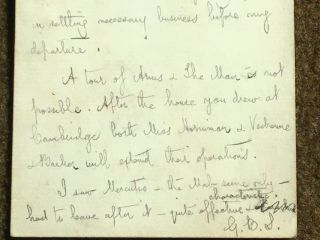 1908 Handwritten Signed Card GEORGE BERNARD SHAW Nobel Prize Winner RARE,  Photo 5