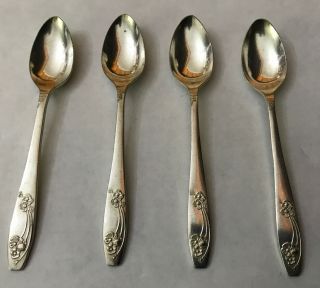 Vintage 4 P&m Bouquet Silver Plate A1 Epns Flower 12cm Teaspoons Coffee Spoons