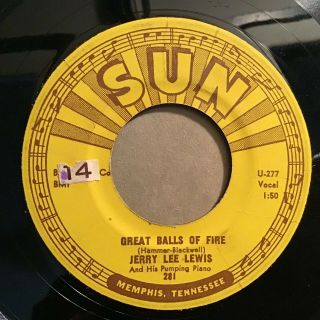 45 Rpm Jerry Lee Lewis Sun 281 Great Balls Of Fire / You Win Again Vg,