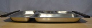 Military Mess Hall Tray Stainless Steel Metal Wood Handles Prison Cafeteria Vtg 3