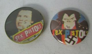 Sex Pistols Sid Vicious 2 X Vintage 1980s Badges Pins Buttons Punk Wave