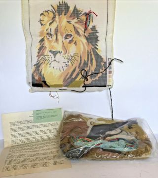 Vtg Asiatic Lion Needlepoint Kit Vintage World Wildlife Fund B3