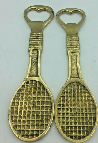 Vintage Tennis Racket Bottle Opener Solid Brass 6 1/4 "