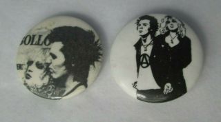 Sex Pistols Sid Vicious 2 X Vintage Early 1980s 25mm Badges Pins Buttons Punk