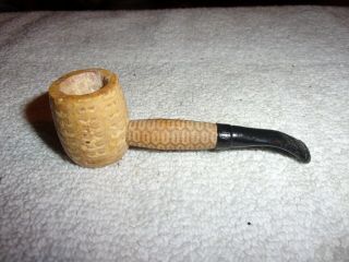 Rare Old Vintage Missouri Meerschaum Corn Cob Pipe Bent Stem 3 " Long