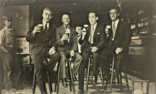 Vintage Rppc Real Photo Postcard Havana Cuba Men Drinking Bar Pub 1930