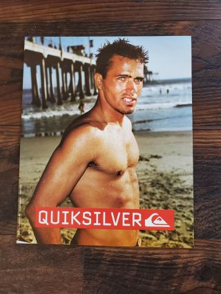 1999 Vintage Print Ad - Quiksilver Kelly Slater 6x Surfing Champion Shirtless
