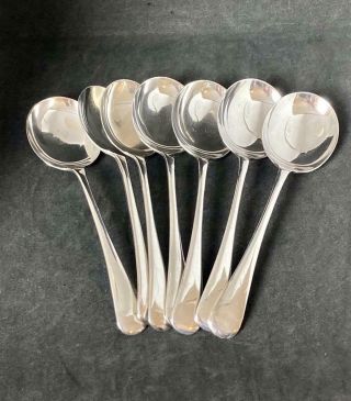 Set Of 6,  1 Vintage Epns Silver Plate Old English Soup Spoons Bjs Ltd Sheffield