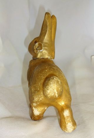 Paper Mache RABBIT Easter Vintage Gold Candy Container Bunny Glass Eyes 3