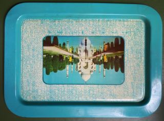 Unusual 1960s Tin Tray.  Taj Mahal/ Agra/ India.  Home Kitchen/ Tea Or Drinks Tray