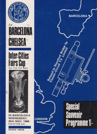 Football Programme Cf Barcelona Chelsea 1966 Inter Cities Fairs Cup Vintage