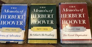 Set Of 3 Books.  " The Memoirs Of Herbert Hoover " 1st Edition 1st Printing 1952