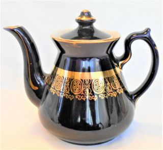 Vintage Hall 3 - Cup Philadelphia Teapot: In Cobalt Blue W/ Gold Trim