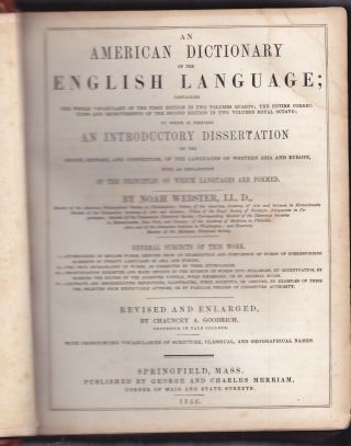 1855 - AMERICAN DICTIONARY OF THE ENGLISH LANGUAGE.  By Noah Webster.  3rd Edition 6