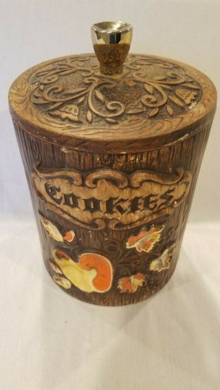 Treasure Craft Cookie Jar Barrel Red Apple Ceramic Vintage Canister 10 " X 6 3/4 "