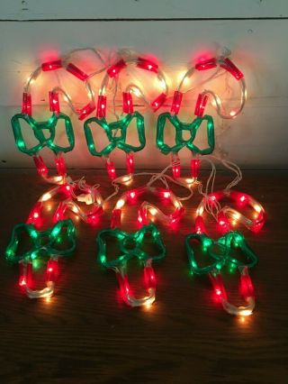 Vintage Mr.  Christmas Set Of 6 Candy Cane Mini Mini Sculpture String Lights 1994