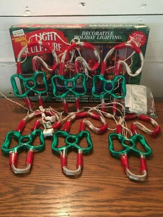 Vintage Mr.  Christmas Set of 6 Candy Cane Mini Mini Sculpture String Lights 1994 2