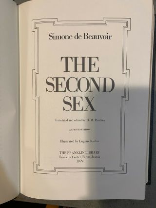 Franklin Library Second Sex by Simone De Beauvoir SIGNED Limited Edition 3