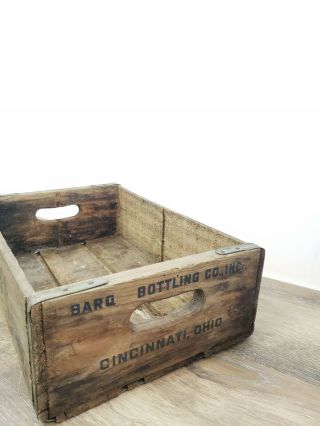 Vintage Wooden Barg ' s Crate Box Barq Bottling Co Cincinnati Ohio Bottle Carrier 3
