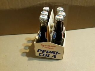 Vintage Miniature Pepsi - Cola 6 - pack Bottles Glass 3 