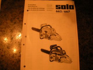 Solo 662/667 Chainsaw Orig Illustrated Parts List,  Vintage Chainsaw