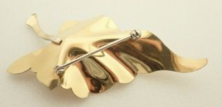 Vintage Krementz Signed Gold Tone Leaf w/ Enamel Ladybug Brooch Pin 3
