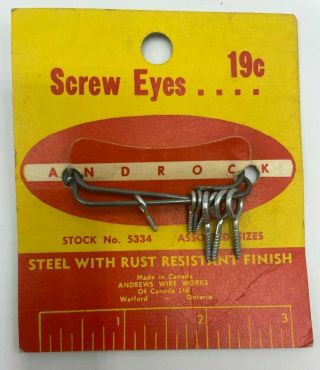 Vintage Screw Eyes By Andrews Wire Watford Ontario