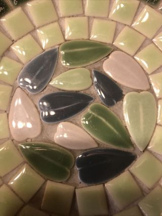 Vtg 1960 ' s Mid Century Modern Tile Art Mosaic Trinket Dish/Shallow Bowl 5 5/8 