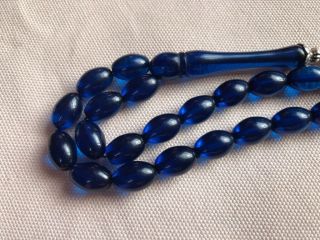 natural BLUE German amber faturan Rosary Bakelite 33 prayer beads بكلايت 2