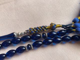 natural BLUE German amber faturan Rosary Bakelite 33 prayer beads بكلايت 3