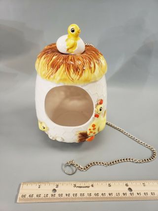 1976 Sears Roebuck Hanging Planter | Made In Japan Ceramic Chicken Chicks Egg Ki