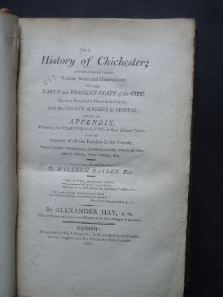 The History Of Chichester: Early & Present State Of The City: Sussex / 1st 1804