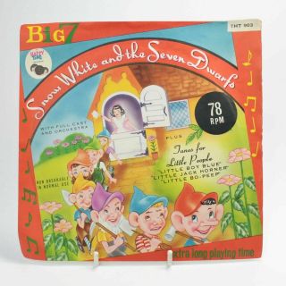 Vintage Snow White Seven Dwarfs Big 7 Happy Time Records 7” Vinyl Record 78rpm