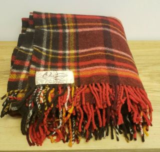 Vintage Plaid Throw,  100 Wool Made In Australia 52 " X 51 " In.